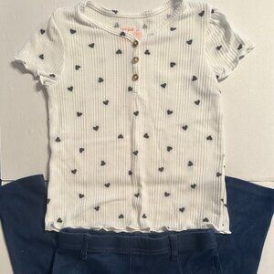 Like New Girls Cat & Jack Blouse with jean Leggings Size 5T